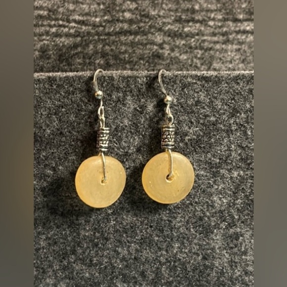 biote laque Jewelry - Sweet Yellow Lucky Jade Jadeite Donut Hook Earrings